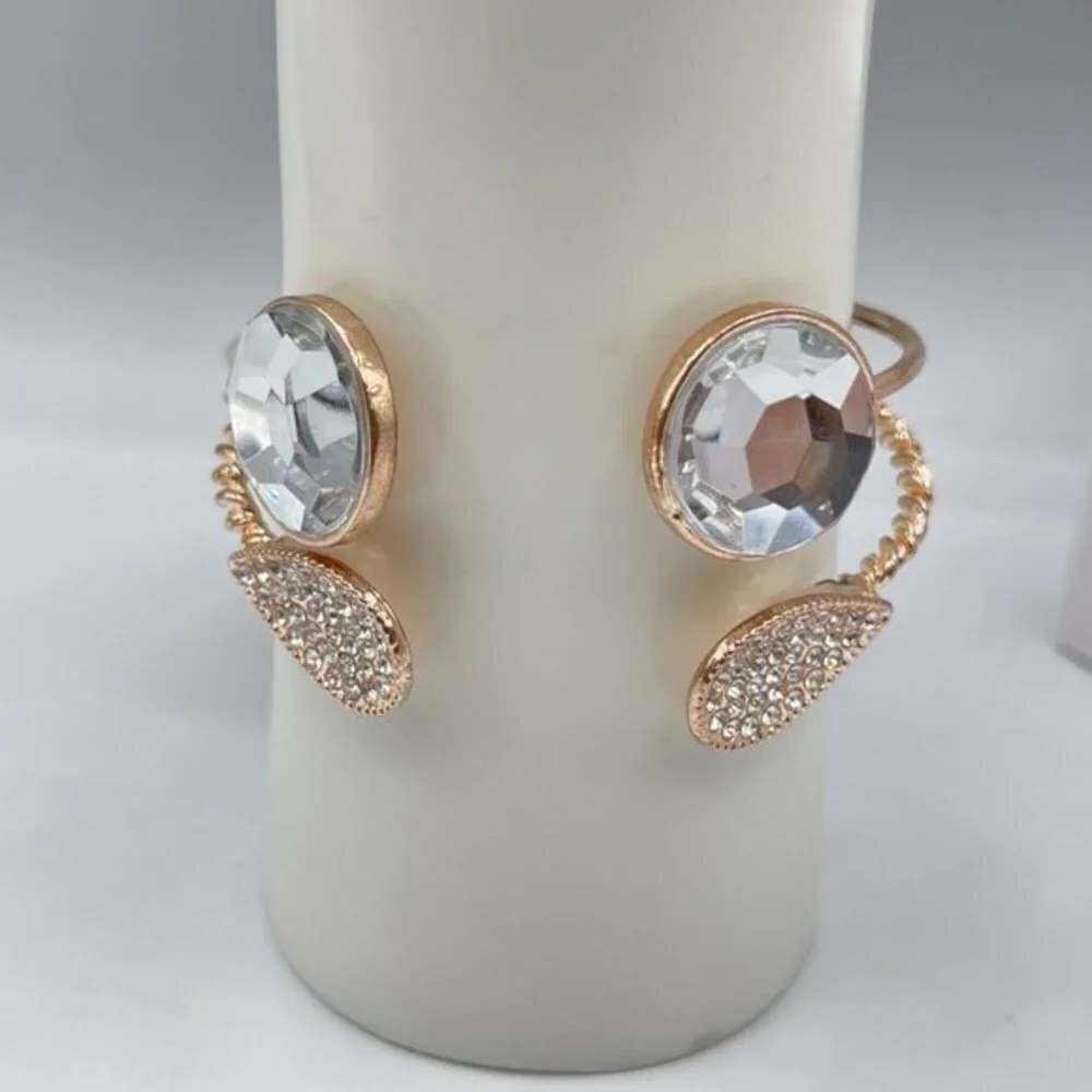 G by Gennaro Gold Tone Diamond Open Cuff Bangle Bracelets